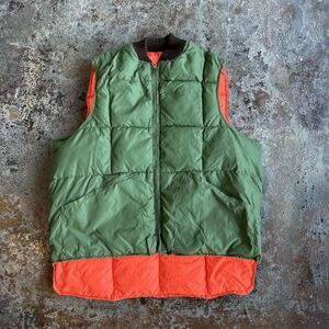 Vtg Timberline goose down reversible puffer vest men’s L orange hunting Green